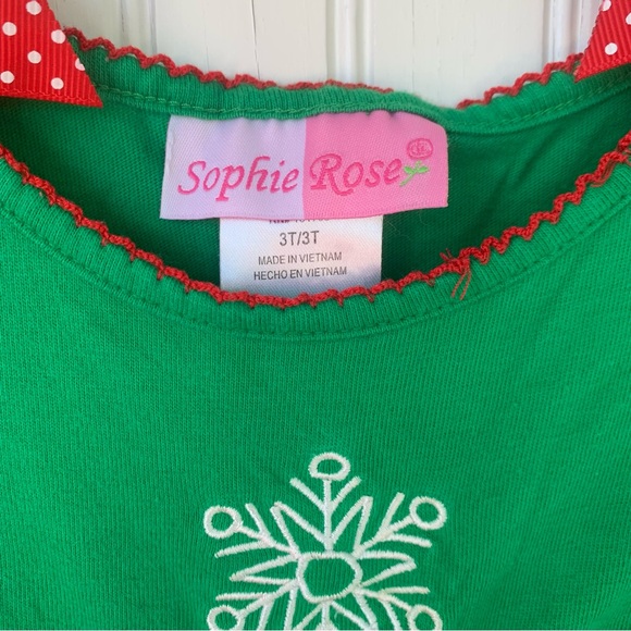 Sophie Rose (3T) Festive Green Holiday Dress with Red Accents - Picture 2 of 8